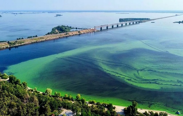 Pollution of the Dnieper River with sewage.